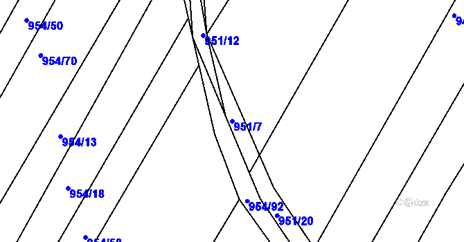 Parcela st. 951/7 v KÚ Omice, Katastrální mapa