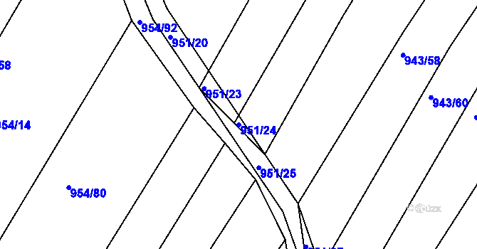 Parcela st. 951/24 v KÚ Omice, Katastrální mapa
