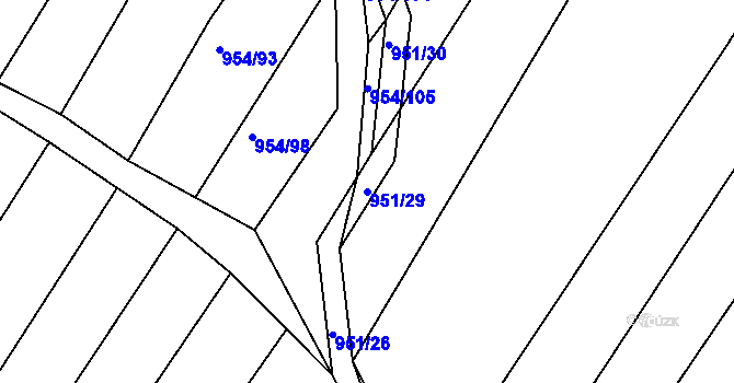 Parcela st. 951/29 v KÚ Omice, Katastrální mapa