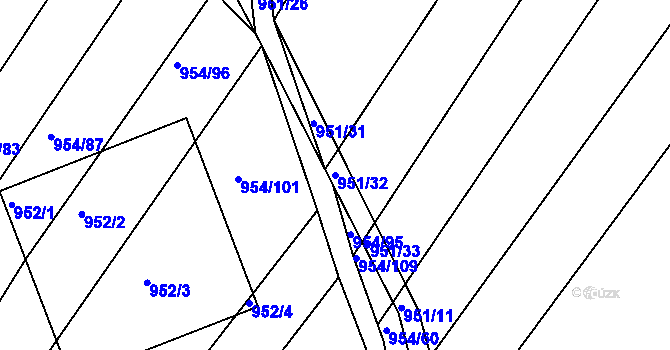 Parcela st. 951/32 v KÚ Omice, Katastrální mapa