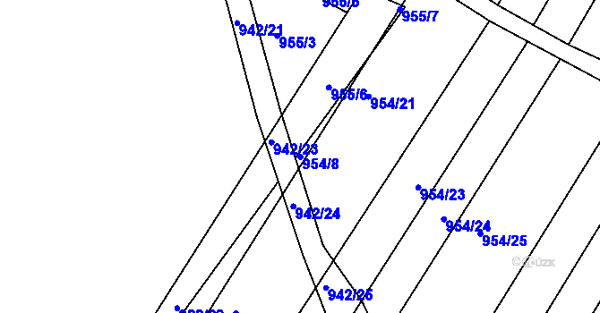 Parcela st. 954/8 v KÚ Omice, Katastrální mapa