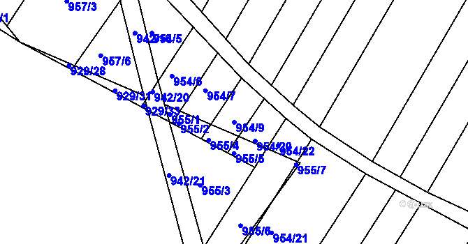 Parcela st. 954/9 v KÚ Omice, Katastrální mapa