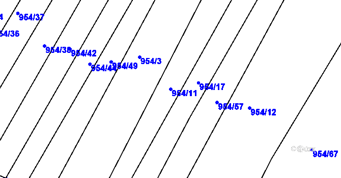 Parcela st. 954/11 v KÚ Omice, Katastrální mapa