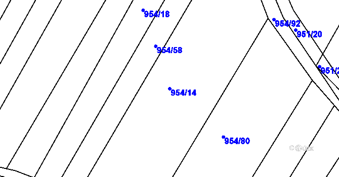 Parcela st. 954/14 v KÚ Omice, Katastrální mapa
