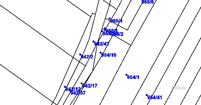 Parcela st. 954/16 v KÚ Omice, Katastrální mapa
