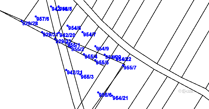 Parcela st. 954/20 v KÚ Omice, Katastrální mapa
