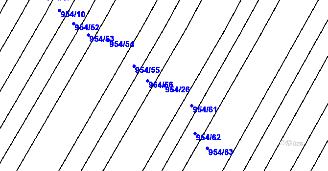Parcela st. 954/26 v KÚ Omice, Katastrální mapa
