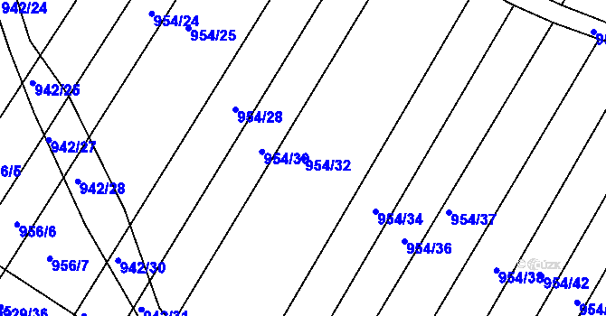 Parcela st. 954/32 v KÚ Omice, Katastrální mapa