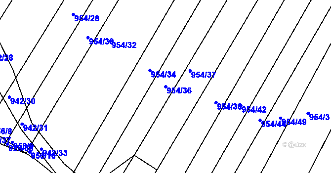 Parcela st. 954/36 v KÚ Omice, Katastrální mapa