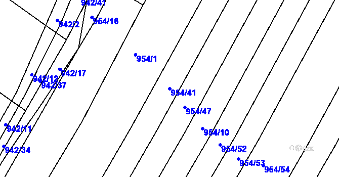 Parcela st. 954/41 v KÚ Omice, Katastrální mapa