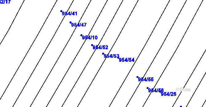 Parcela st. 954/53 v KÚ Omice, Katastrální mapa