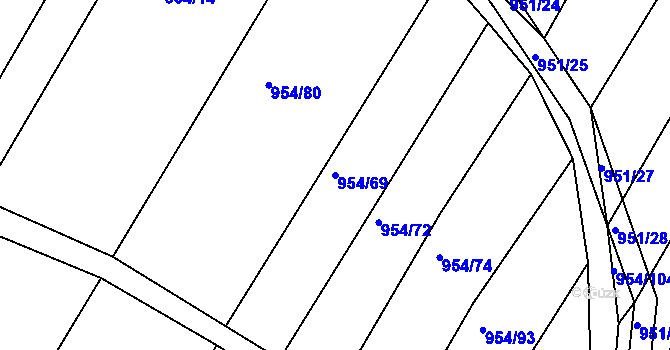 Parcela st. 954/69 v KÚ Omice, Katastrální mapa