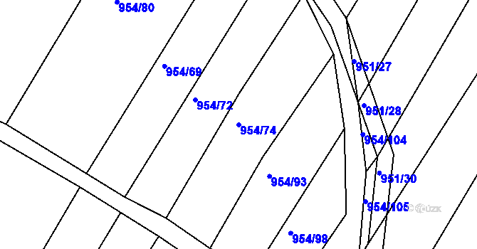 Parcela st. 954/74 v KÚ Omice, Katastrální mapa