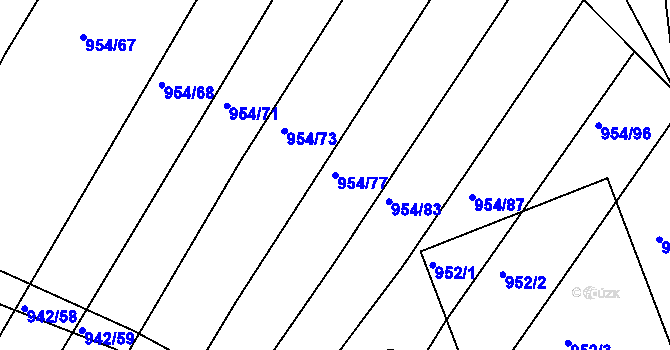 Parcela st. 954/77 v KÚ Omice, Katastrální mapa