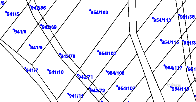 Parcela st. 954/102 v KÚ Omice, Katastrální mapa