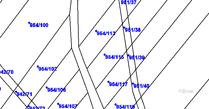 Parcela st. 954/115 v KÚ Omice, Katastrální mapa