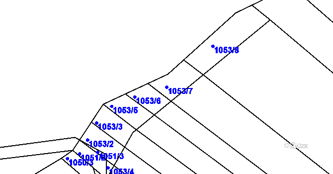 Parcela st. 1053/7 v KÚ Omice, Katastrální mapa
