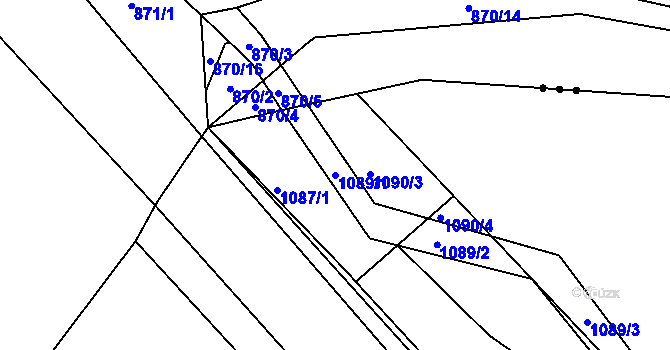 Parcela st. 1089/1 v KÚ Omice, Katastrální mapa