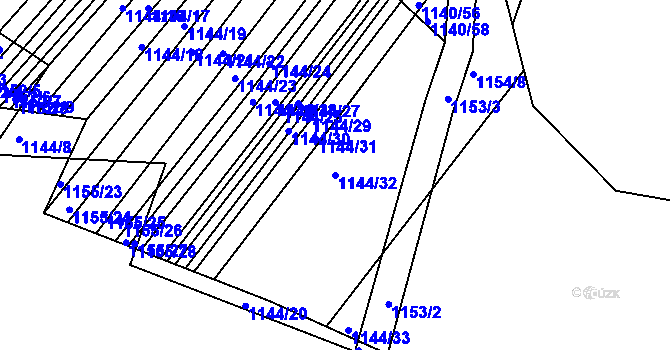 Parcela st. 1144/32 v KÚ Omice, Katastrální mapa