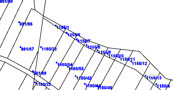 Parcela st. 1155/8 v KÚ Omice, Katastrální mapa