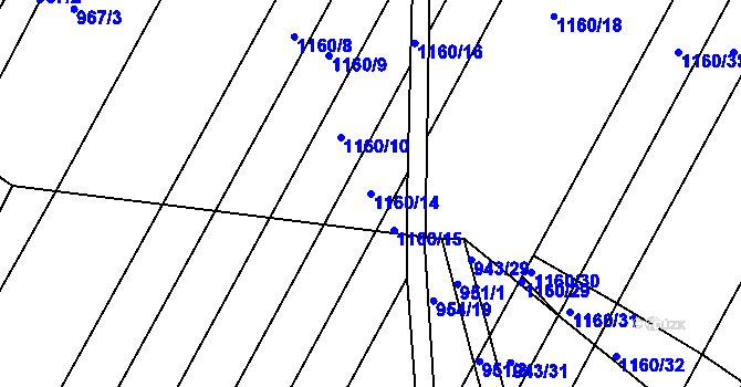 Parcela st. 1160/14 v KÚ Omice, Katastrální mapa