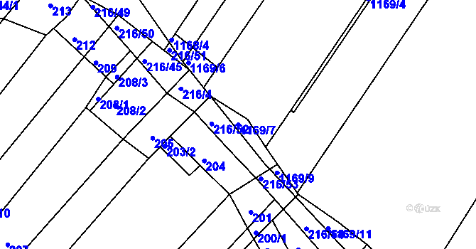 Parcela st. 1169/7 v KÚ Omice, Katastrální mapa