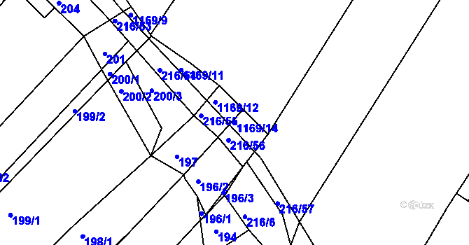 Parcela st. 1169/14 v KÚ Omice, Katastrální mapa