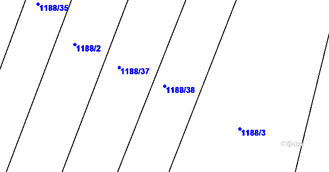 Parcela st. 1188/38 v KÚ Omice, Katastrální mapa