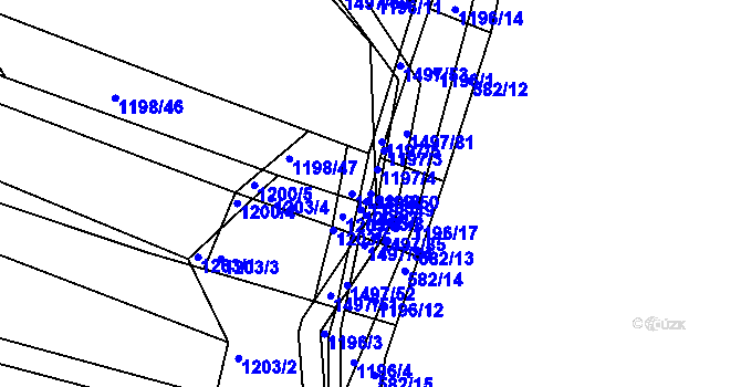 Parcela st. 1198/50 v KÚ Omice, Katastrální mapa