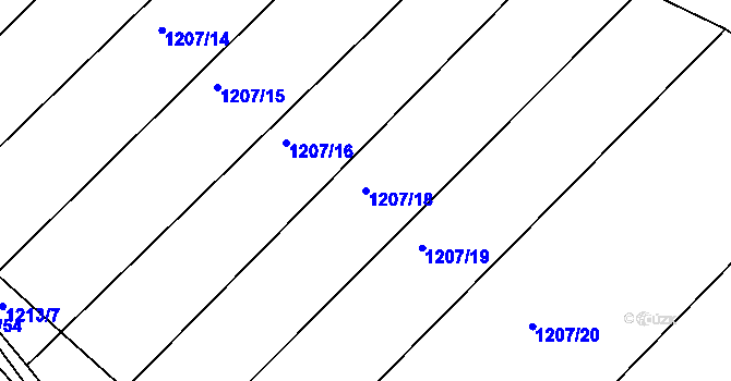 Parcela st. 1207/18 v KÚ Omice, Katastrální mapa
