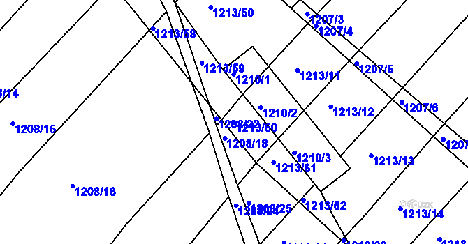 Parcela st. 1213/60 v KÚ Omice, Katastrální mapa