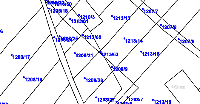 Parcela st. 1213/63 v KÚ Omice, Katastrální mapa
