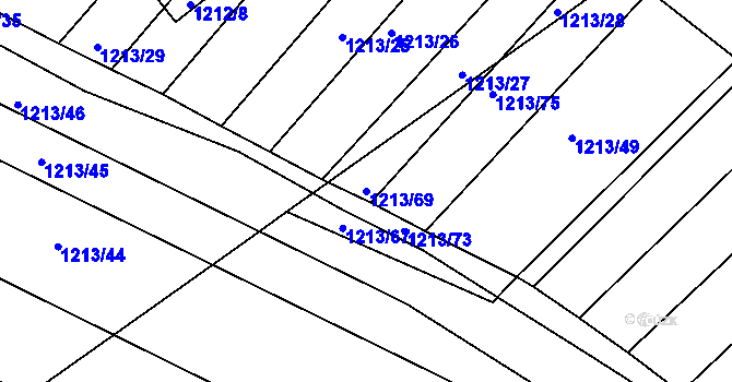 Parcela st. 1213/69 v KÚ Omice, Katastrální mapa