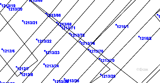 Parcela st. 1213/74 v KÚ Omice, Katastrální mapa
