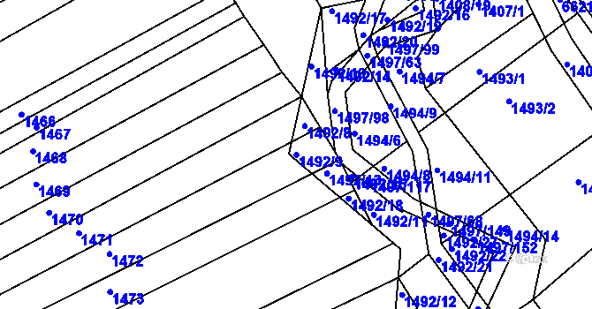 Parcela st. 1492/9 v KÚ Omice, Katastrální mapa