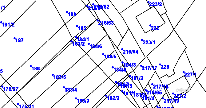 Parcela st. 184/5 v KÚ Omice, Katastrální mapa