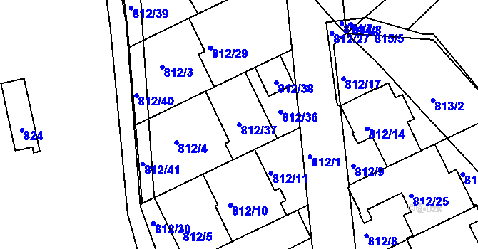Parcela st. 812/37 v KÚ Omice, Katastrální mapa