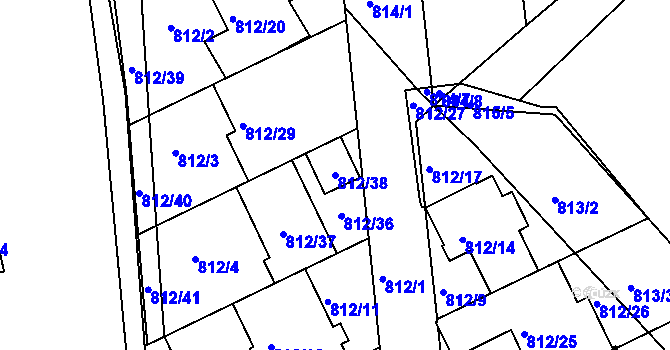 Parcela st. 812/38 v KÚ Omice, Katastrální mapa