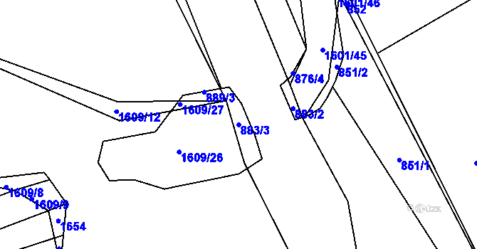 Parcela st. 883/3 v KÚ Omice, Katastrální mapa