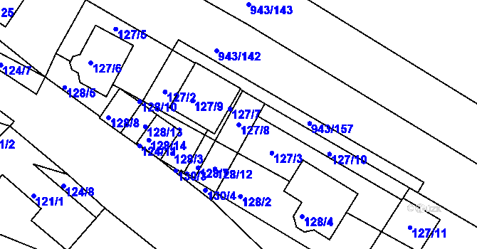 Parcela st. 127/8 v KÚ Omice, Katastrální mapa