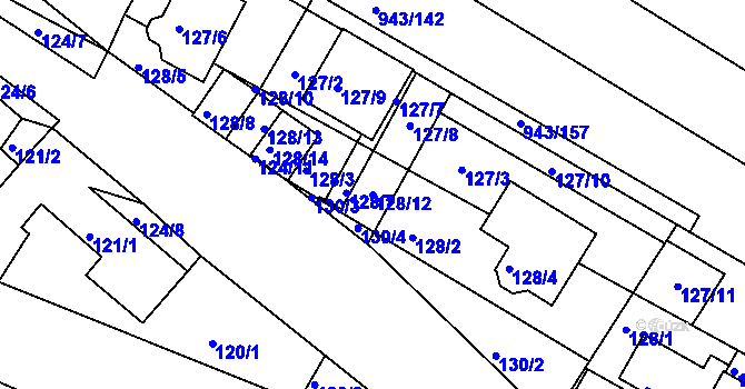 Parcela st. 128/12 v KÚ Omice, Katastrální mapa