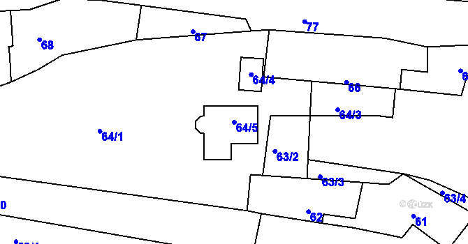 Parcela st. 64/5 v KÚ Omice, Katastrální mapa