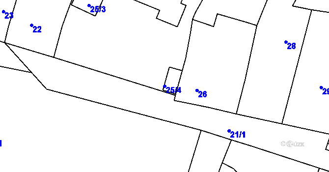 Parcela st. 25/4 v KÚ Omice, Katastrální mapa