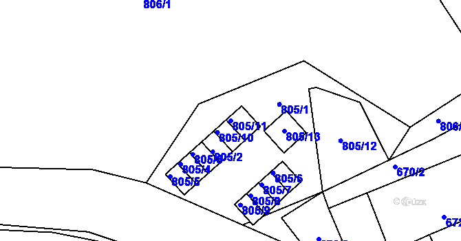 Parcela st. 805/11 v KÚ Omice, Katastrální mapa