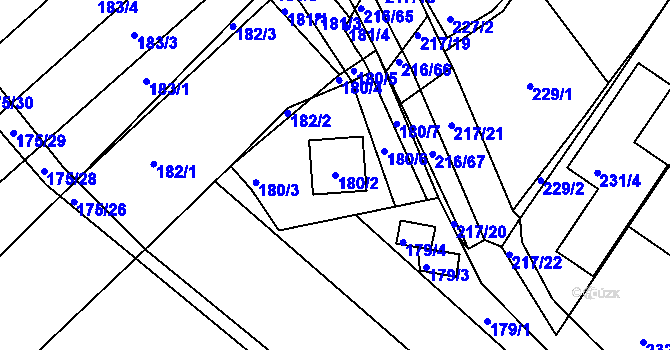 Parcela st. 180/2 v KÚ Omice, Katastrální mapa