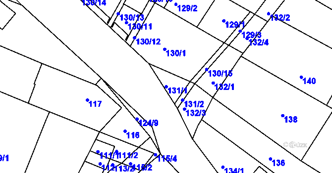 Parcela st. 131/1 v KÚ Omice, Katastrální mapa