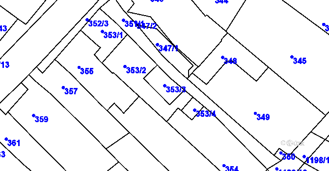 Parcela st. 353/3 v KÚ Omice, Katastrální mapa