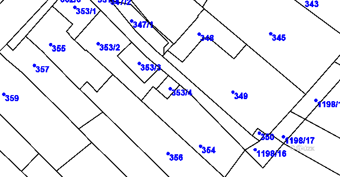 Parcela st. 353/4 v KÚ Omice, Katastrální mapa
