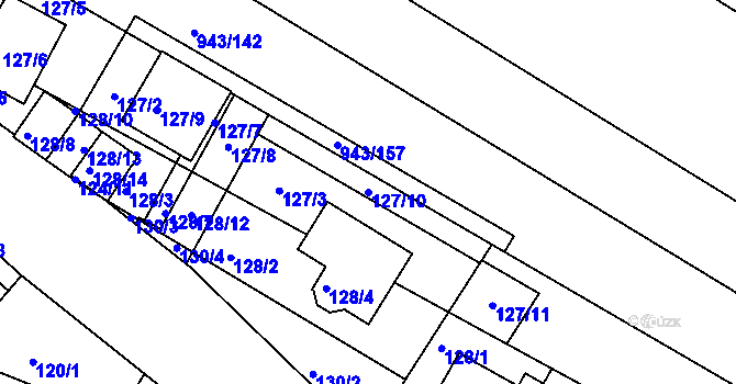 Parcela st. 127/10 v KÚ Omice, Katastrální mapa