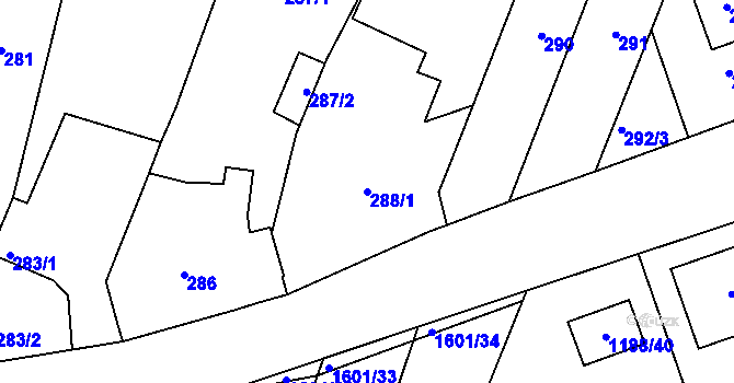 Parcela st. 288/1 v KÚ Omice, Katastrální mapa